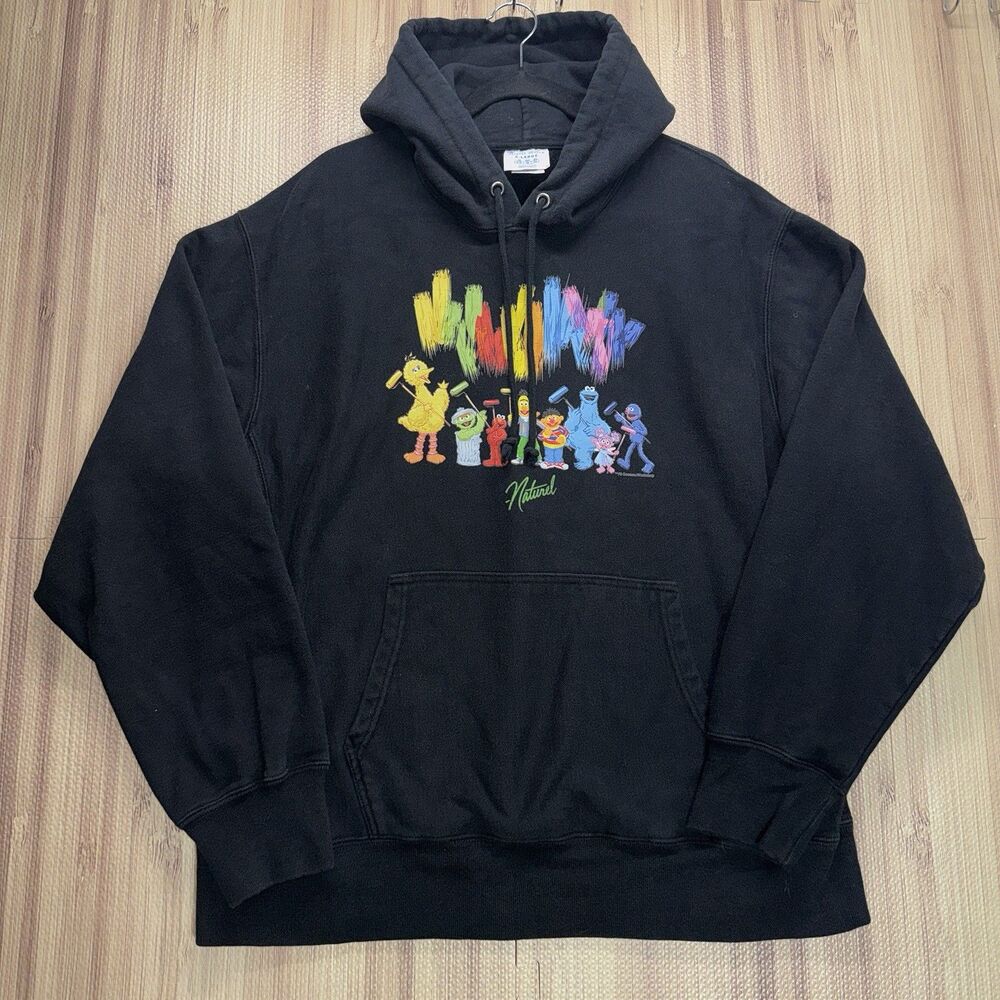 Champion Reverse Weave Sesame Street Hoodie Unisex XL Pullover Black